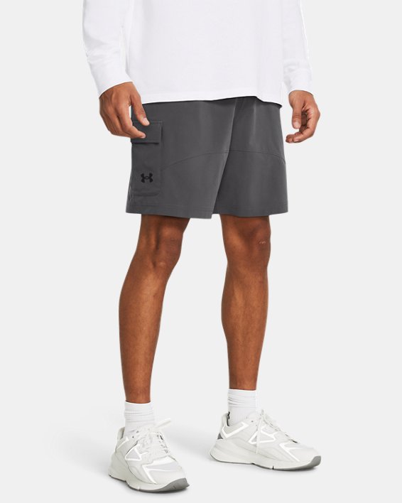 Men's UA Stretch Woven Cargo Shorts, Gray, pdpMainDesktop image number 0